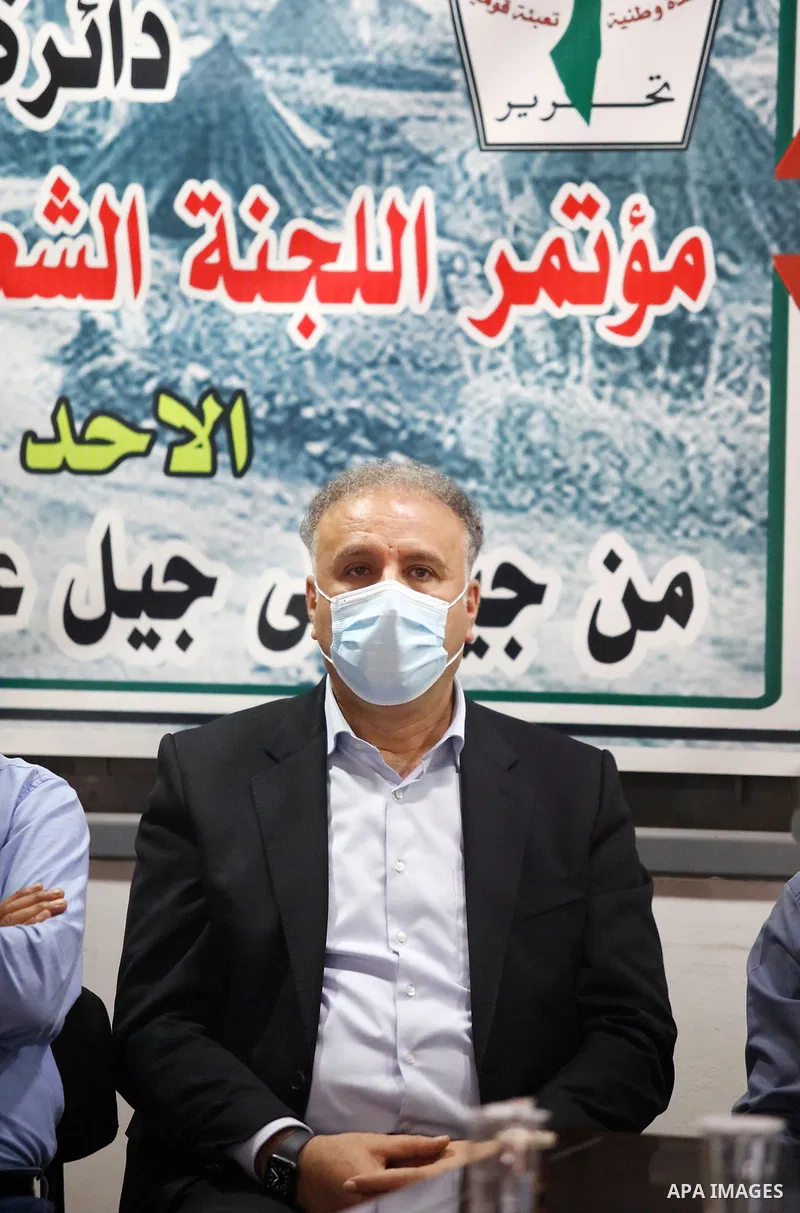 Members of the revolutionary council of the Fatah movement attend a meeting in the West Bank city of Jenin on September 13, 2021.The four Palestinian prisoners who were rearrested after breaking out of an Israeli prison...