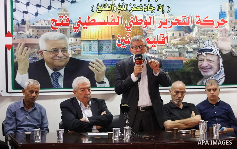 Members of the revolutionary council of the Fatah movement attend a meeting in the West Bank city of Jenin on September 13, 2021.The four Palestinian prisoners who were rearrested after breaking out of an Israeli prison...