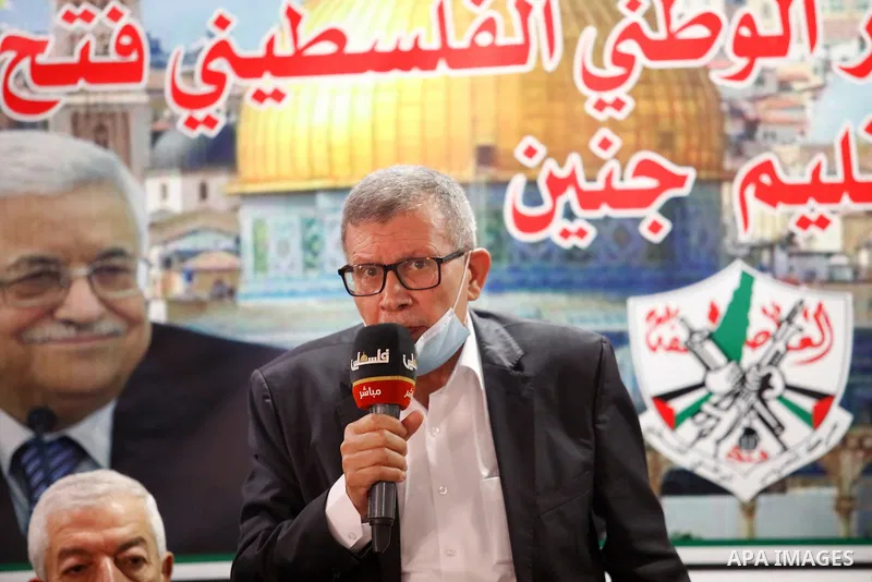 Members of the revolutionary council of the Fatah movement attend a meeting in the West Bank city of Jenin on September 13, 2021.The four Palestinian prisoners who were rearrested after breaking out of an Israeli prison...