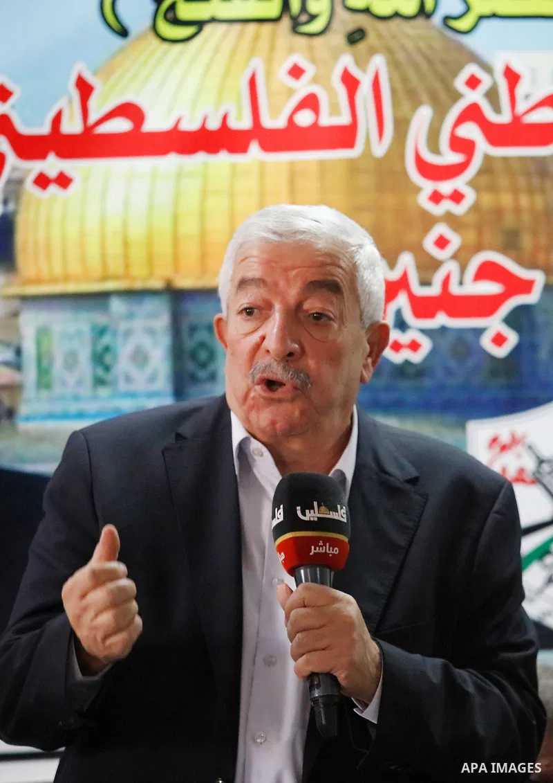 Fatah Deputy Chairman Mahmoud Al-Aloul speaks during a meeting of revolutionary council of the Fatah movement in the West Bank city of Jenin on September 13, 2021.The four Palestinian prisoners who were rearrested after...