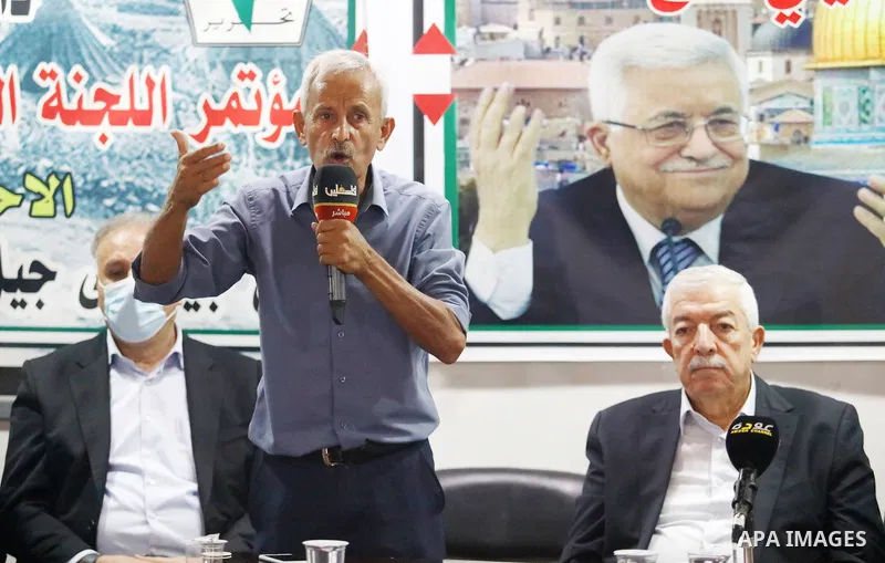 Members of the revolutionary council of the Fatah movement attend a meeting in the West Bank city of Jenin on September 13, 2021.The four Palestinian prisoners who were rearrested after breaking out of an Israeli prison...