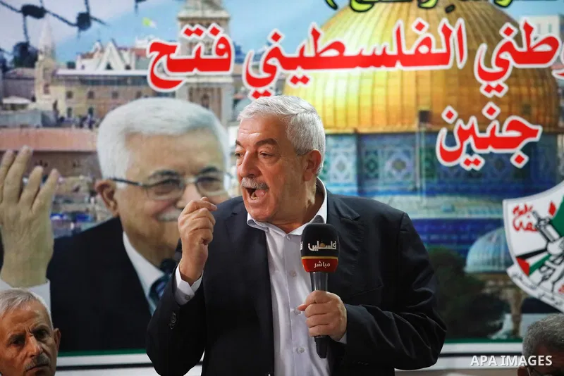 Fatah Deputy Chairman Mahmoud Al-Aloul speaks during a meeting of revolutionary council of the Fatah movement in the West Bank city of Jenin on September 13, 2021.The four Palestinian prisoners who were rearrested after...