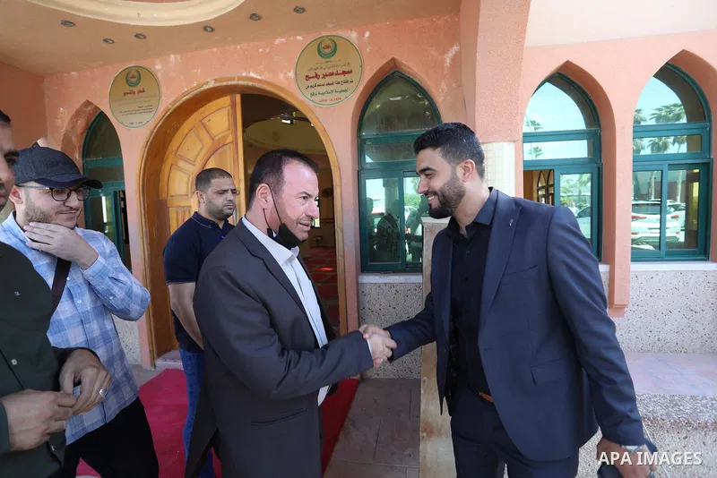 Senior Hamas leader Fathi Hammad waits to cross into Egypt through the Rafah border crossing, in Rafah in the southern of Gaza Strip, on October 03, 2021. The Hamas delegation are preparing to leave the Gaza Strip throug...