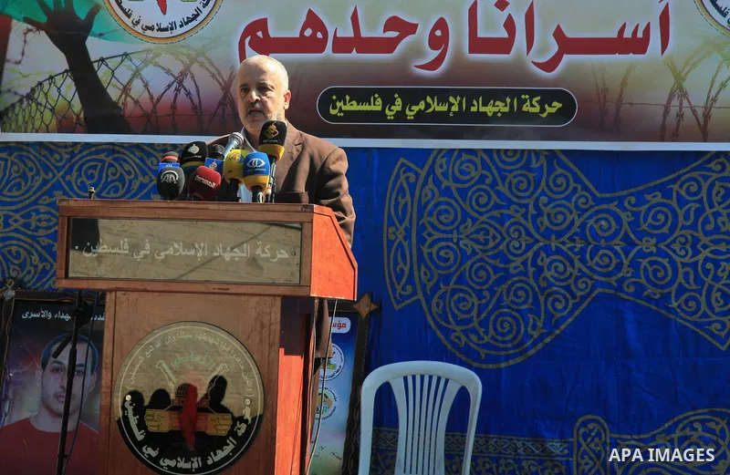 Palestinians attend Friday prayer in solidarity with prisoners on hunger strike at Israeli jails, in front of Red cross office in Gaza city on October 22, 2021. Israel is imprisoning some 4,650 Palestinian political pris...