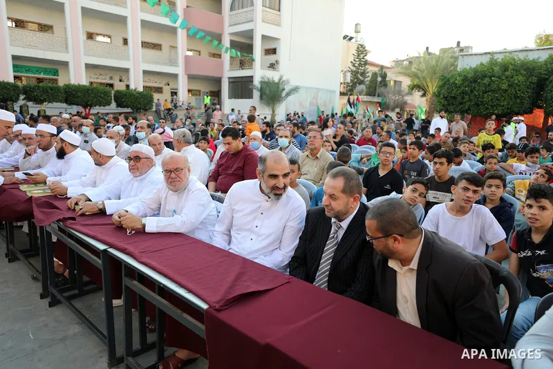 Palestinian children participate in a ceremony to honor the memorizers of the Holy Koran, in Gaza city, on October 22, 2021. Photo by Mahmoud Nasser