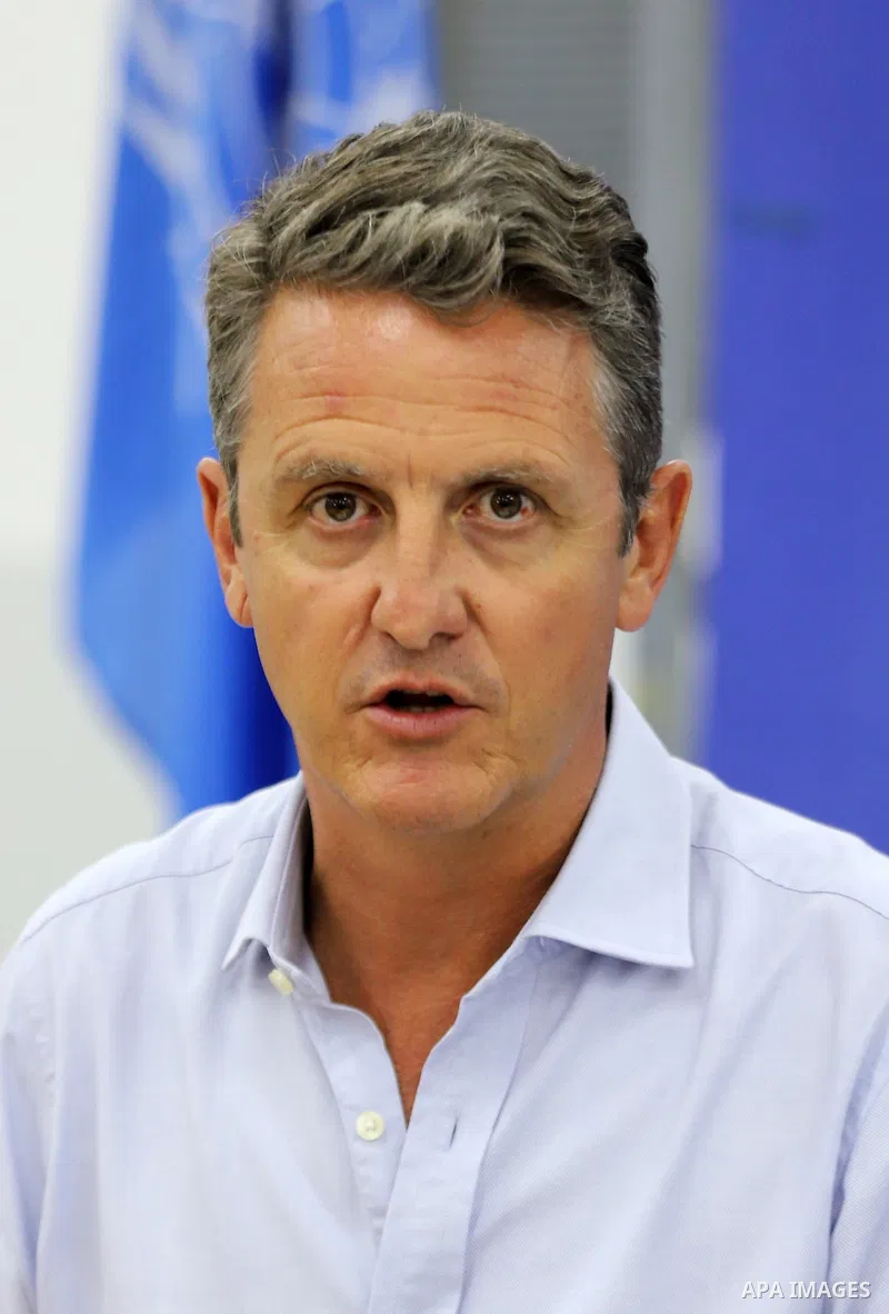 Thomas White, newly director of UNRWA affairs in Gaza speaks during a press conference, in Gaza city on November 3, 2021. Australian Thomas White was appointed Director of United Nations Relief and Works Agency (UNRWA) i...