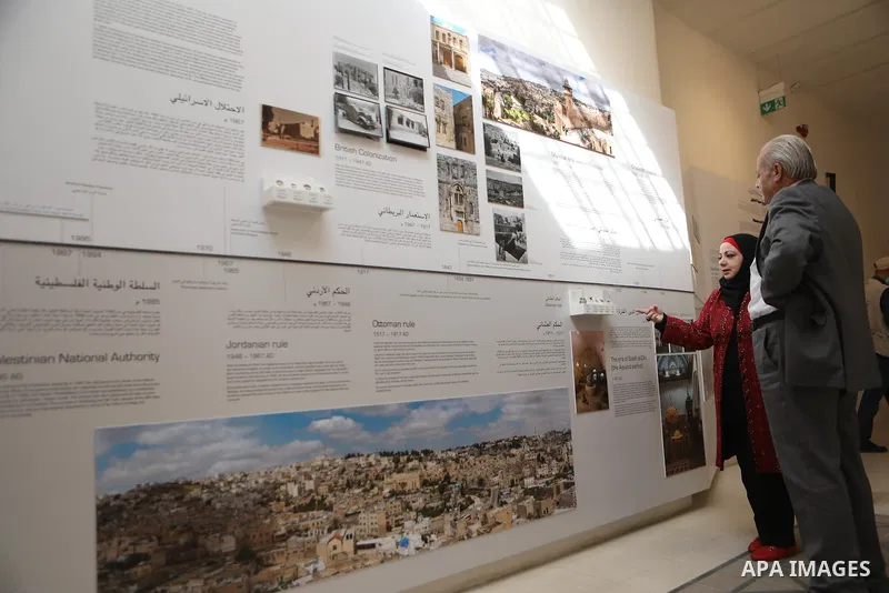 Palestinians visit the old city museum in Hebron, in the West Bank, November 9, 2021. UNESCO, Hebron Rehabilitation Committee (HRC), the Consulate General of Sweden in Jerusalem and the Ministry of Tourism and Antiquitie...
