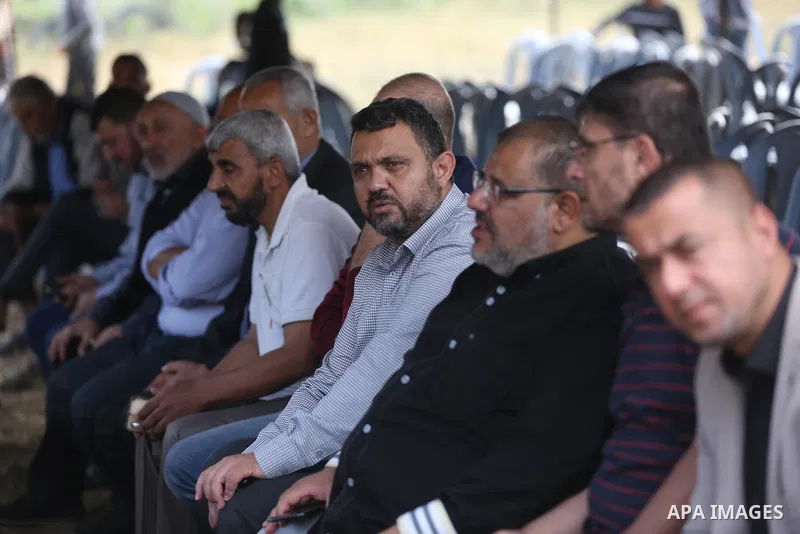 Palestinians attend a mourn tent of prisoner Sami al-Amour who dead in Israeli Jails as a result of intentional medical negligence, in Deir al-Balah in the center of Gaza strip on November 18, 2021. The al-Amour, 39, fro...