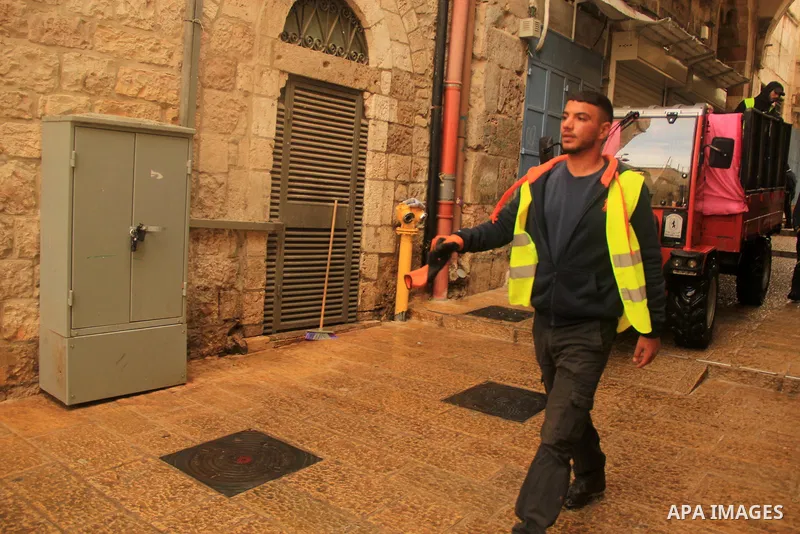 Israeli border guards stand guard behind a security perimeter at the scene of a shooting in the old city of Jerusalem on November 21, 2021. At least four people were wounded early on November 21, including two seriously,...