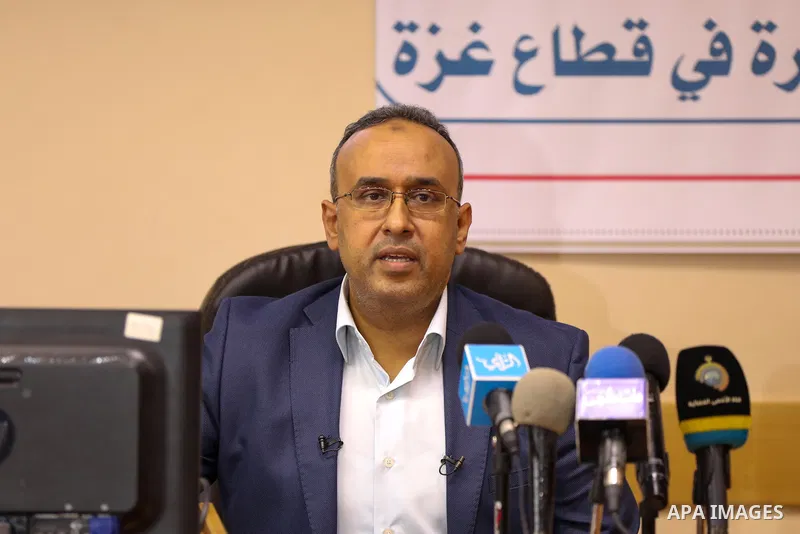 Mohamed Habib, a consultant cardiologist and catheter, speaks during a press conference about Gaza stroke program (GSP): Step 1, Diaganosis and treatment of acute ischemic stripe in hyper acute phase (first 6 hours), in...