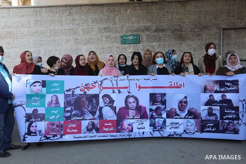Palestinians take part in a protest against the death of prisoner Sami al-Amour in Israeli Jails as a result of intentional medical negligence, in Red cross office, in Gaza city on November 22, 2021. The al-Amour, 39, fr...