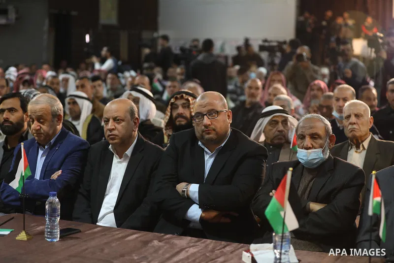 Palestinians take part in a rally against the British Home Secretary Priti Patel decision to ban Hamas, in Gaza City on November 23, 2021. Showing support for Hamas in Britain could be punished with 14 years in prison if...
