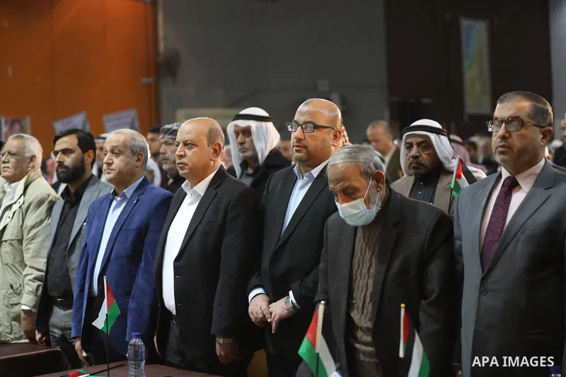 Palestinians take part in a rally against the British Home Secretary Priti Patel decision to ban Hamas, in Gaza City on November 23, 2021. Showing support for Hamas in Britain could be punished with 14 years in prison if...