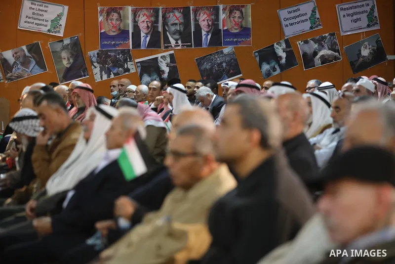 Palestinians take part in a rally against the British Home Secretary Priti Patel decision to ban Hamas, in Gaza City on November 23, 2021. Showing support for Hamas in Britain could be punished with 14 years in prison if...