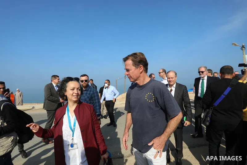 Sven Kühn von Burgsdorff, European Union Representative visits a desalination plant in Deir al-Balah in the central Gaza Strip on November 24, 2021. Photo by Ashraf Amra