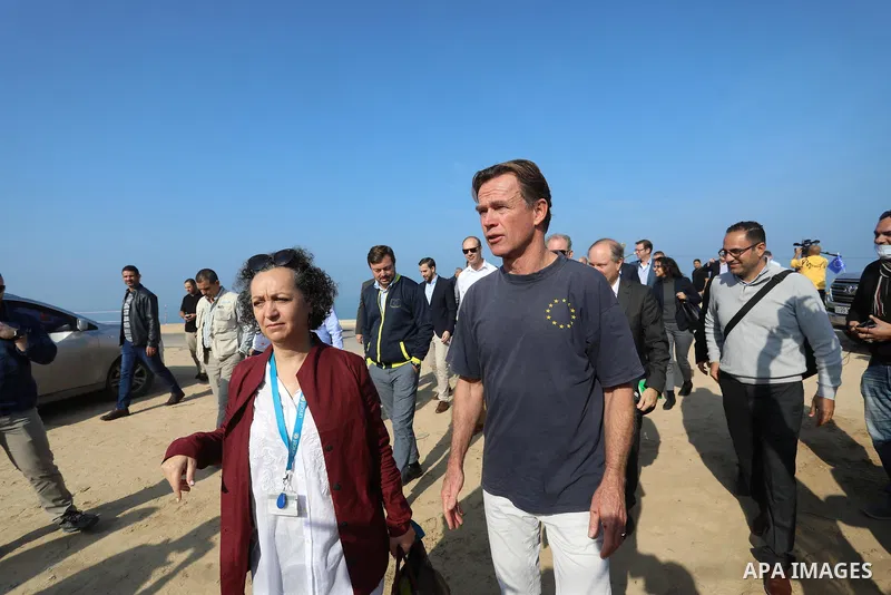 Sven Kühn von Burgsdorff, European Union Representative visits a desalination plant in Deir al-Balah in the central Gaza Strip on November 24, 2021. Photo by Ashraf Amra