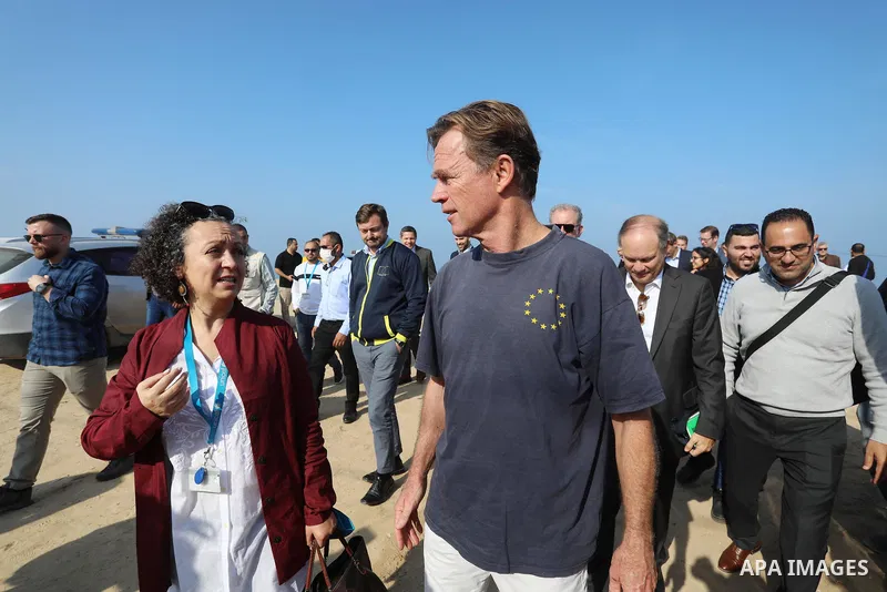 Sven Kühn von Burgsdorff, European Union Representative visits a desalination plant in Deir al-Balah in the central Gaza Strip on November 24, 2021. Photo by Ashraf Amra