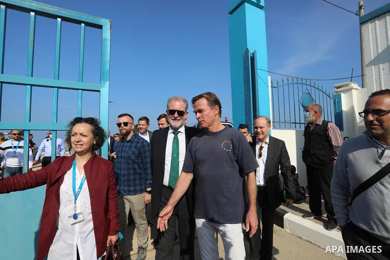 Sven Kühn von Burgsdorff, European Union Representative visits a desalination plant in Deir al-Balah in the central Gaza Strip on November 24, 2021. Photo by Ashraf Amra