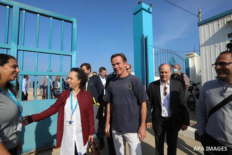 Sven Kühn von Burgsdorff, European Union Representative visits a desalination plant in Deir al-Balah in the central Gaza Strip on November 24, 2021. Photo by Ashraf Amra