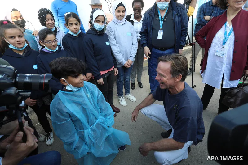 Sven Kühn von Burgsdorff, European Union Representative visits a desalination plant in Deir al-Balah in the central Gaza Strip on November 24, 2021. Photo by Ashraf Amra