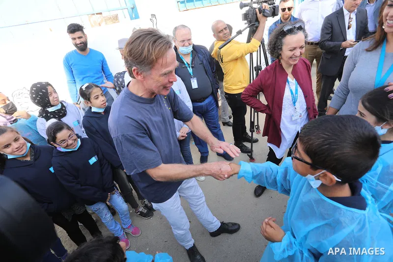 Sven Kühn von Burgsdorff, European Union Representative visits a desalination plant in Deir al-Balah in the central Gaza Strip on November 24, 2021. Photo by Ashraf Amra