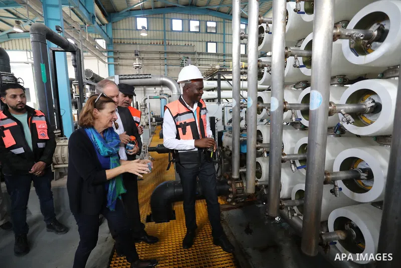 Sven Kühn von Burgsdorff, European Union Representative visits a desalination plant in Deir al-Balah in the central Gaza Strip on November 24, 2021. The delegation is going to meet with representatives of various sectors...