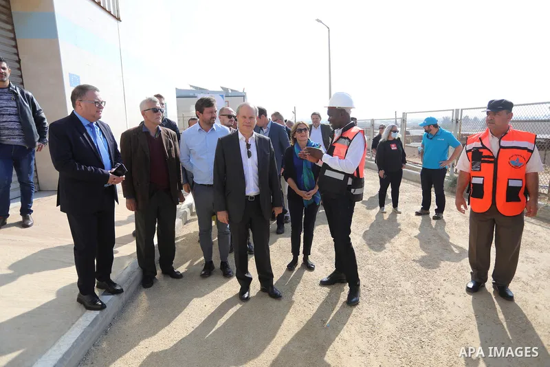 Sven Kühn von Burgsdorff, European Union Representative visits a desalination plant in Deir al-Balah in the central Gaza Strip on November 24, 2021. The delegation is going to meet with representatives of various sectors...