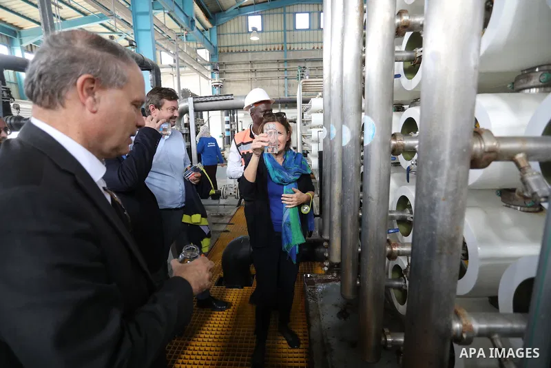 Sven Kühn von Burgsdorff, European Union Representative visits a desalination plant in Deir al-Balah in the central Gaza Strip on November 24, 2021. The delegation is going to meet with representatives of various sectors...