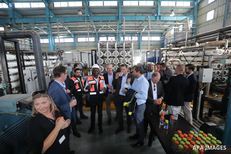 Sven Kühn von Burgsdorff, European Union Representative visits a desalination plant in Deir al-Balah in the central Gaza Strip on November 24, 2021. The delegation is going to meet with representatives of various sectors...