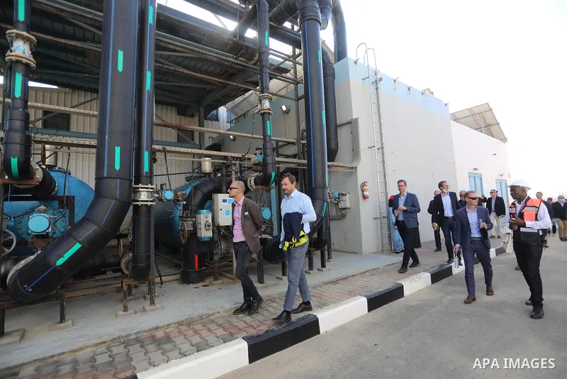 Sven Kühn von Burgsdorff, European Union Representative visits a desalination plant in Deir al-Balah in the central Gaza Strip on November 24, 2021. The delegation is going to meet with representatives of various sectors...