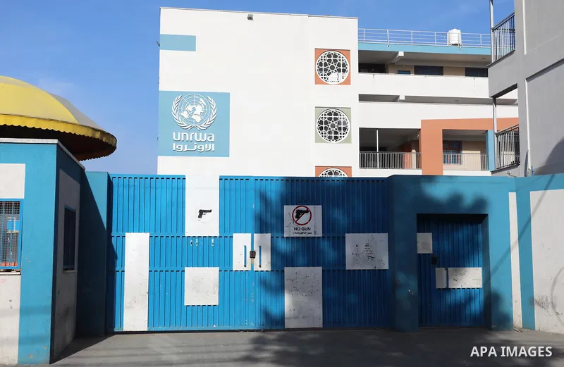 The close of the UNRWA headquarters during a protest demanding their rights, in Gaza City on November 29, 2021. Several weeks ago, the UK announced that it would halve the donations it used to give to the UNRWA, granting...