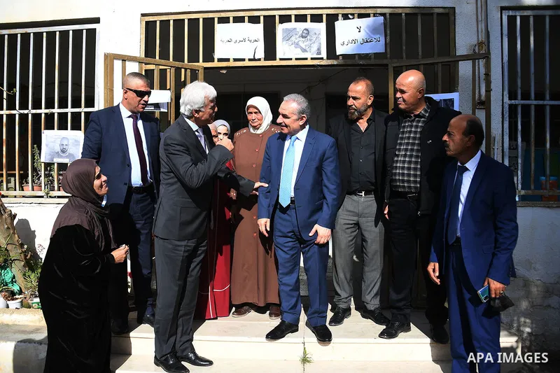 Palestinian Prime Minister Mohammad Shtayyeh visits al-Lubban al-Sharqiya school for girls, which is subjected to almost daily harassment and attacks by Israeli soldiers and settlers, in the West Bank city of Nablus, on...