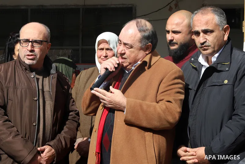 Diplomatic representatives visit schools in al-Lubban al-Sharqiya village, in the West Bank city of Nablus, on December 8, 2021. Many times, Israeli settlers prevented Palesinian students from going to schools in al-Lubb...