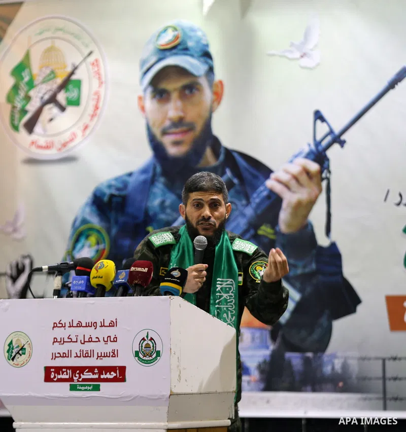 Palestinian freed Ahmed al-Qidra speaks during a ceremony honoring his release from Israeli jails in Khan Younis in the southern of Gaza strip, on December 25, 2021. Photo by Salam Yasser