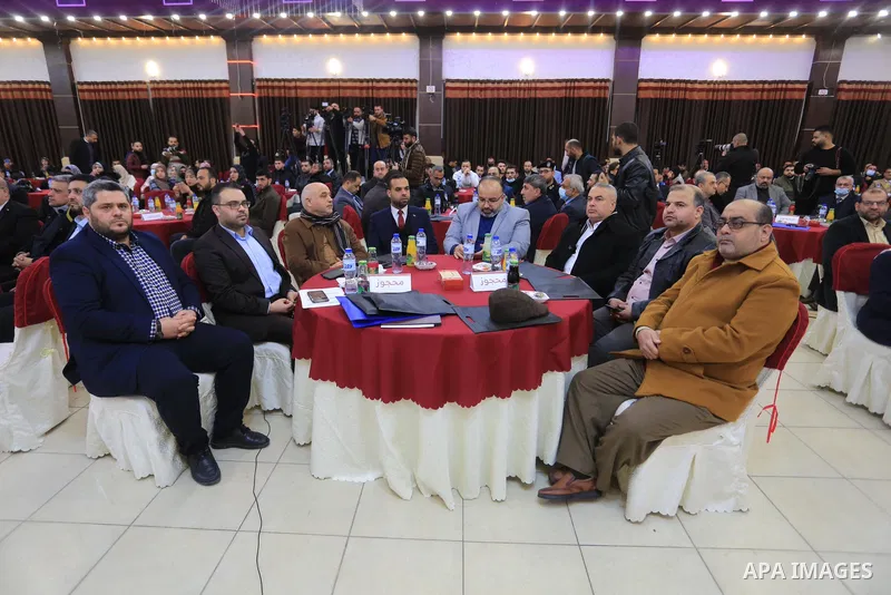 Palestinian journalists attend the honoring ceremony in Gaza city on December 30, 2021. Photo by Ashraf Amra