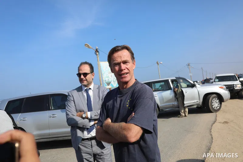 Sven Kühn von Burgsdorff, European Union Representative visits a desalination plant in Deir al-Balah in the central Gaza Strip on November 24, 2021. Photo by Ashraf Amra