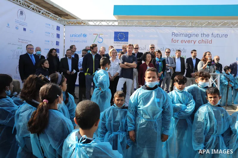 Sven Kühn von Burgsdorff, European Union Representative visits a desalination plant in Deir al-Balah in the central Gaza Strip on November 24, 2021. Photo by Ashraf Amra