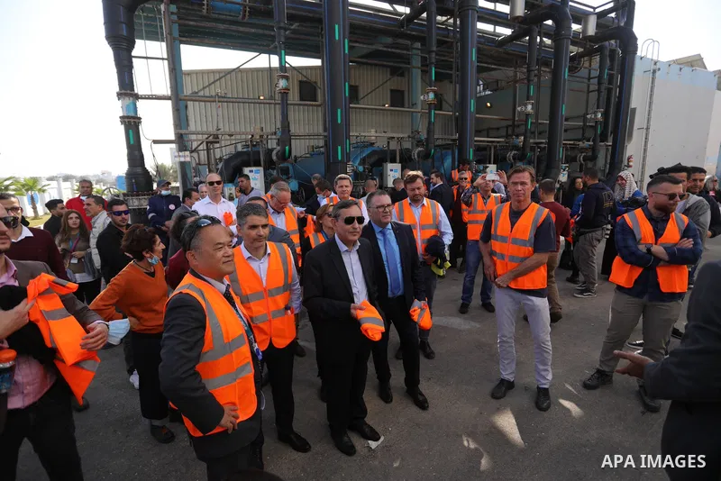 Sven Kühn von Burgsdorff, European Union Representative visits a desalination plant in Deir al-Balah in the central Gaza Strip on November 24, 2021. The delegation is going to meet with representatives of various sectors...