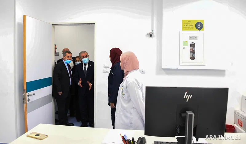 Palestinian Prime Minister Mohammed Ishtayeh visits hospitals in the West Bank city of Jenin on October 11, 2021. Photo by Prime Minister Office