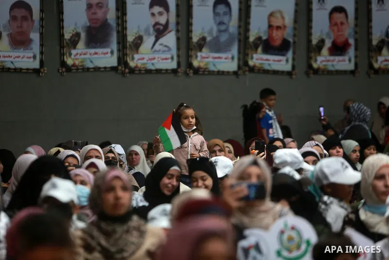 ​Palestinians participate in operetta on 10th anniversary of prisoners swap deal between Hamas and Israel, in Gaza city on October 18, 2021. October will mark a decade since the last major swap deal between Israel and Ha...