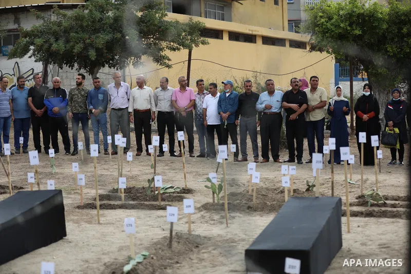Palestinians take part in a protest to demand the release of the bodies of held by the Israeli army in Gaza city, on Ocotber 20, 2021. According to the Jerusalem Legal Aid and Human Rights Center (JLAC), Israel held the...
