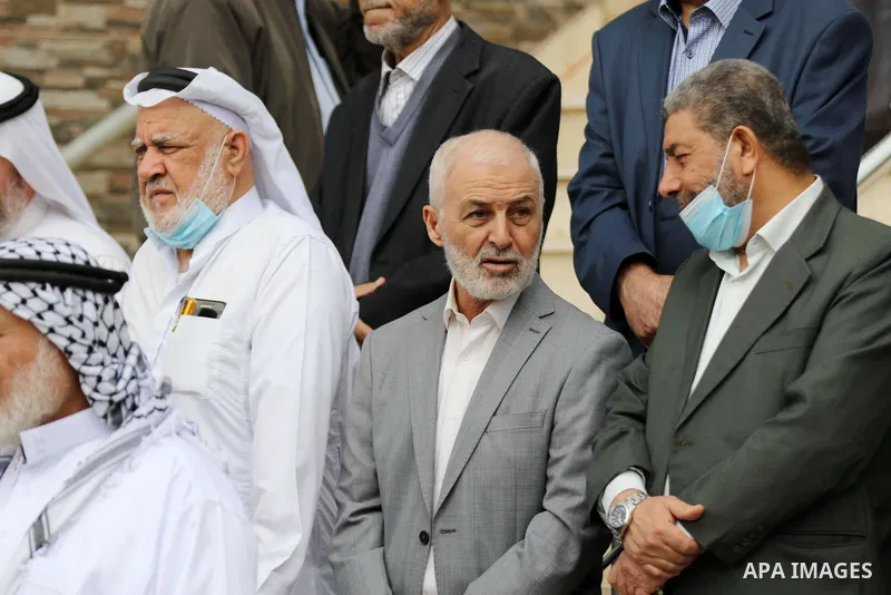 Palestinian Members of Legislative Council, attend a press conference marking the 10th anniversary of prisoners swap deal between Hamas and Israel, in Gaza city on October 20, 2021. October will mark a decade since the l...