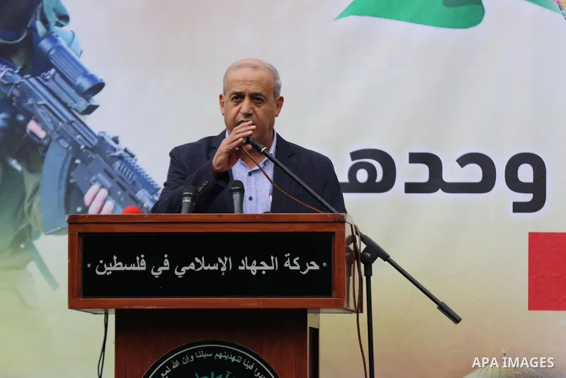 Palestinians take part in a protest to show solidarity with prisoners in Israeli Jalis, in front of Red cross office in Gaza city, on October 20, 2021. The Palestinian Prisoner Society (PPS) said in a press release that...
