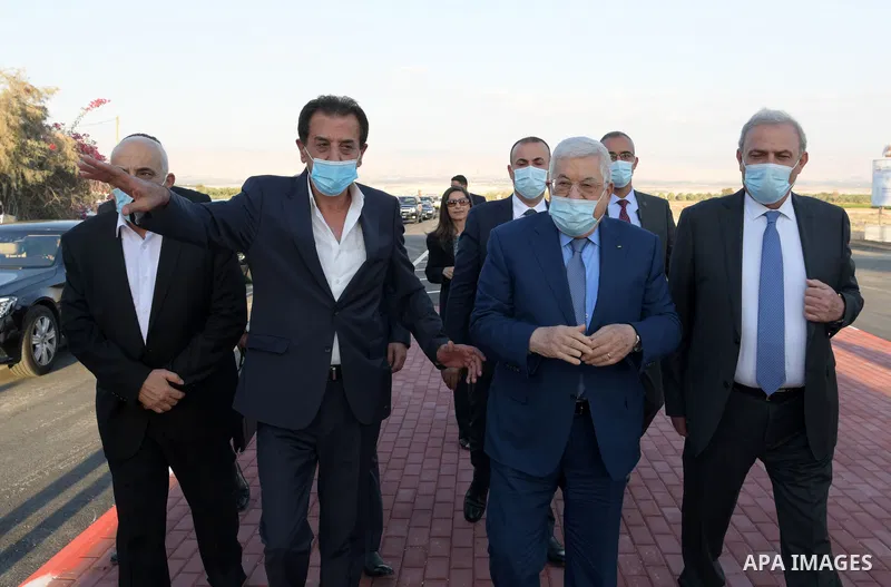 Palestinian President Mahmoud Abbas during a tour of the Palestinian crossings and resting place in the West Bank city of Jericho, on October 23, 2021. Photo by Thaer Ganaim