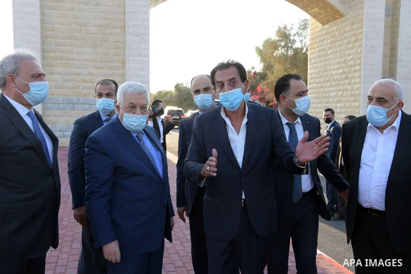 Palestinian President Mahmoud Abbas during a tour of the Palestinian crossings and resting place in the West Bank city of Jericho, on October 23, 2021. Photo by Thaer Ganaim