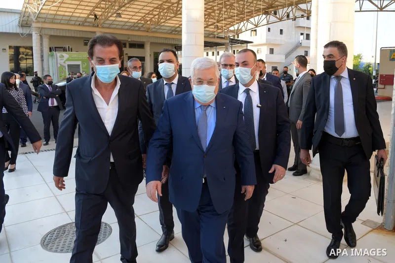 Palestinian President Mahmoud Abbas during a tour of the Palestinian crossings and resting place in the West Bank city of Jericho, on October 23, 2021. Photo by Thaer Ganaim