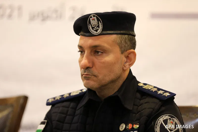 Chief of the Police, Major General Mahmoud Salah attends a press conference in Gaza City, on October 24, 2021. Photo by Ramadan El_agha