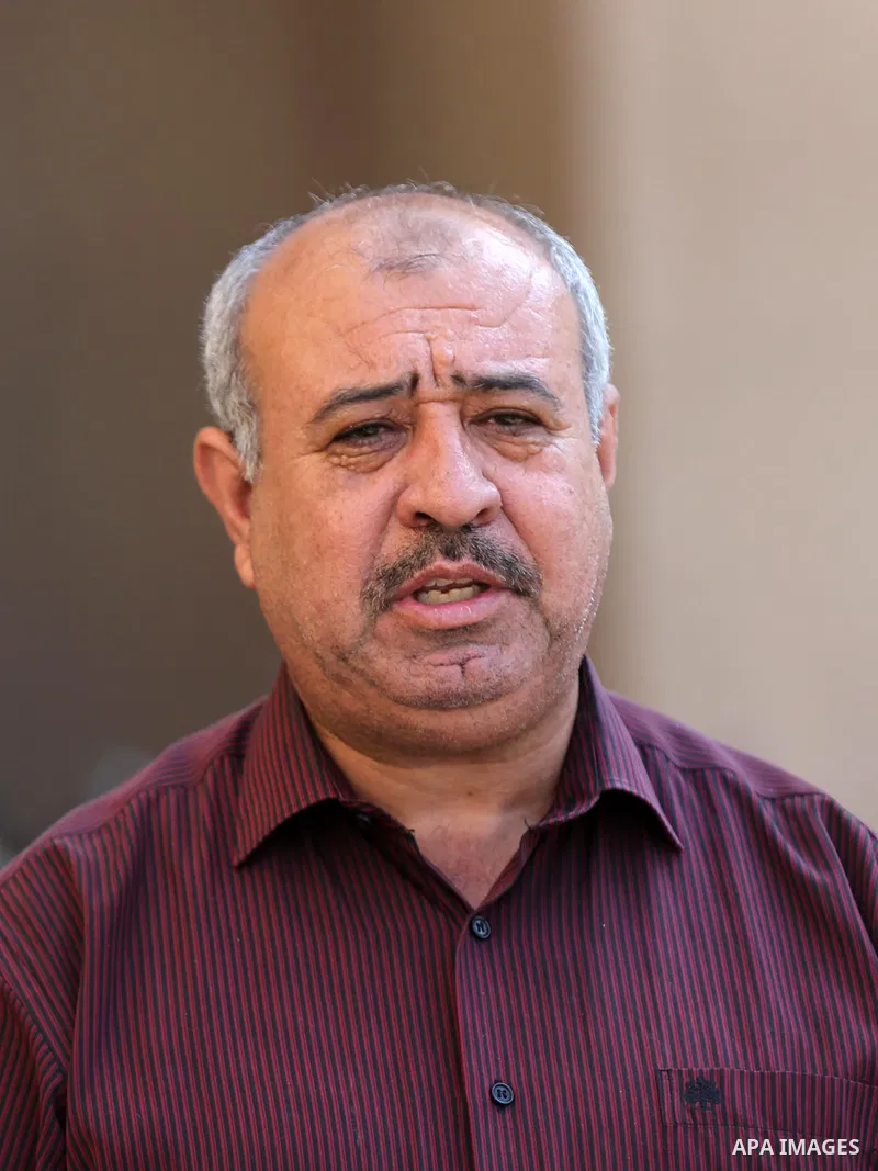 Osama Nofal, Director General of Studies at the Ministry of Economy in Gaza strip, speaks during a press conference in Gaza city on October 24, 2021. Photo by Ashraf Amra