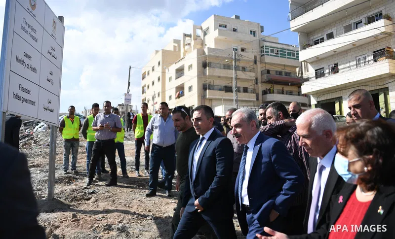 Palestinian Prime Minister Mohammed Ishtayeh is on a tour in the West Bank city of Bethlehem, on October 24, 2021. Photo by Prime Minister Office
