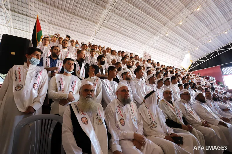 Palestinians participate in a ceremony to honor the memorizers of the Holy Koran, in Gaza city on October 26, 2021. Photo by Omar Ashtawy